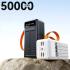IT Holy B53 Solar Power Bank 50000mAh, 10W Charging | Solar Panel Portable Charger with 4 built-in cables | Digital Display LED Torch | Compatible with Smartphones Tablets - Black